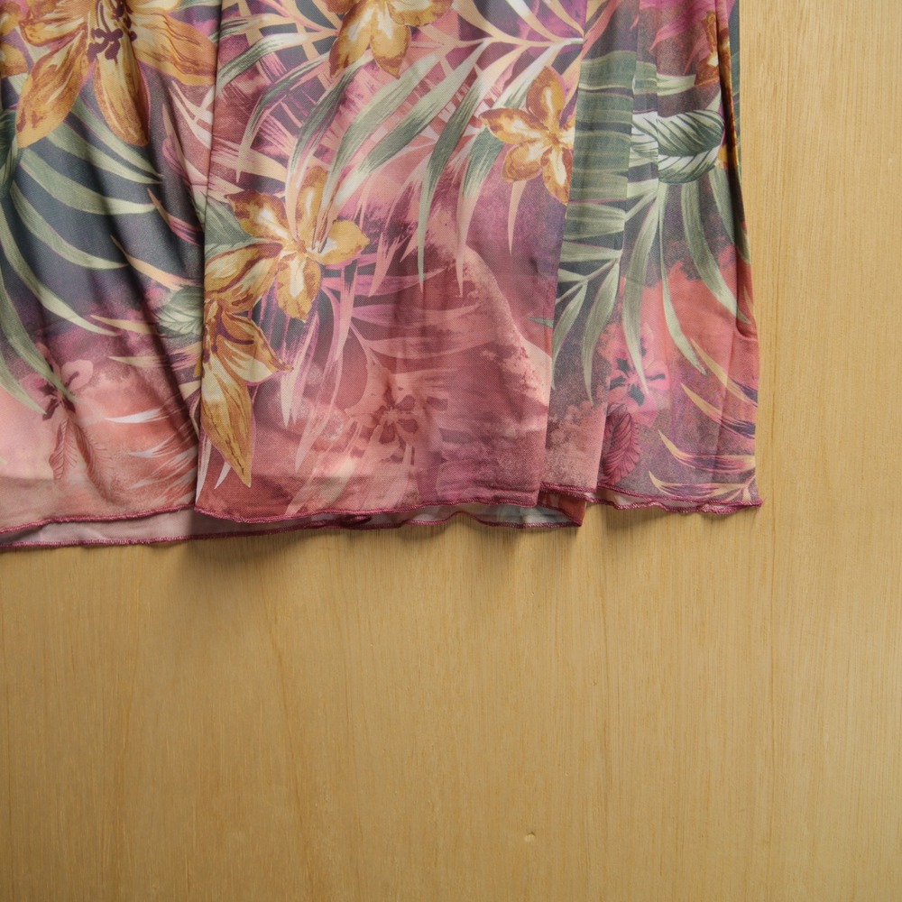 One World Live and Let Live Tropical Floral Mesh Tunic Top Pink Purple 3X NEW - Picture 4 of 8